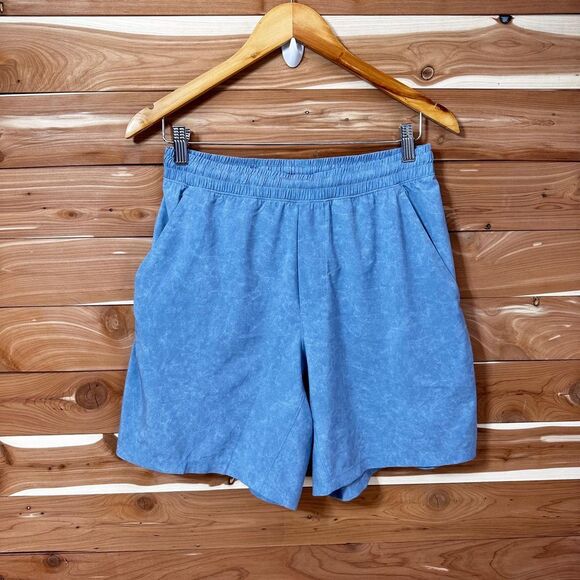 Lululemon Track That High Rise Lined Shorts Blue‎ Marble Print Size M - Picture 1 of 4